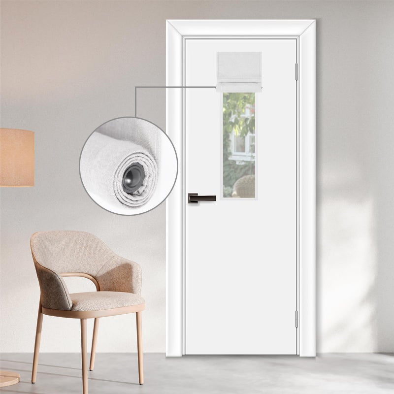 WdFour UV Protection  100% Blackout  Privacy Protection  Easy-to-Install Classroom Door Curtains  Roller Blinds  Suitable for All Types of Windows and Classroom(10Wx42L Greyish White 1Piece) - Image 1