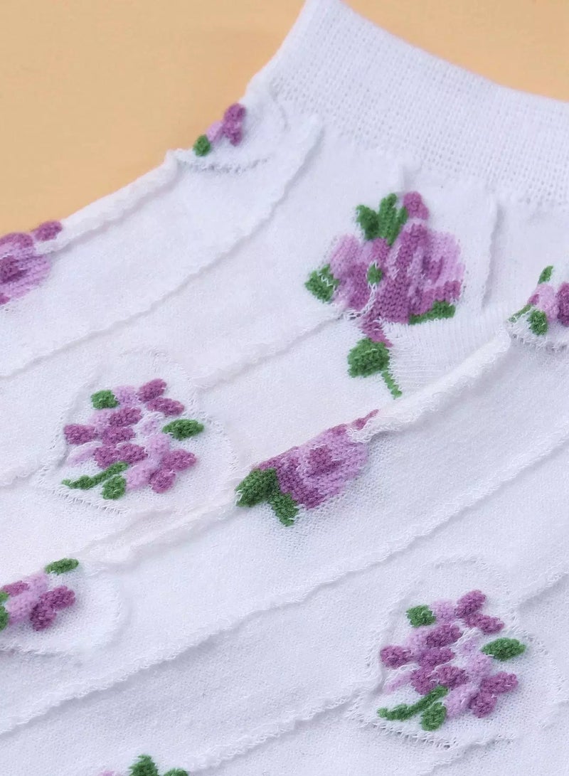 Flower Pattern Ankle Socks