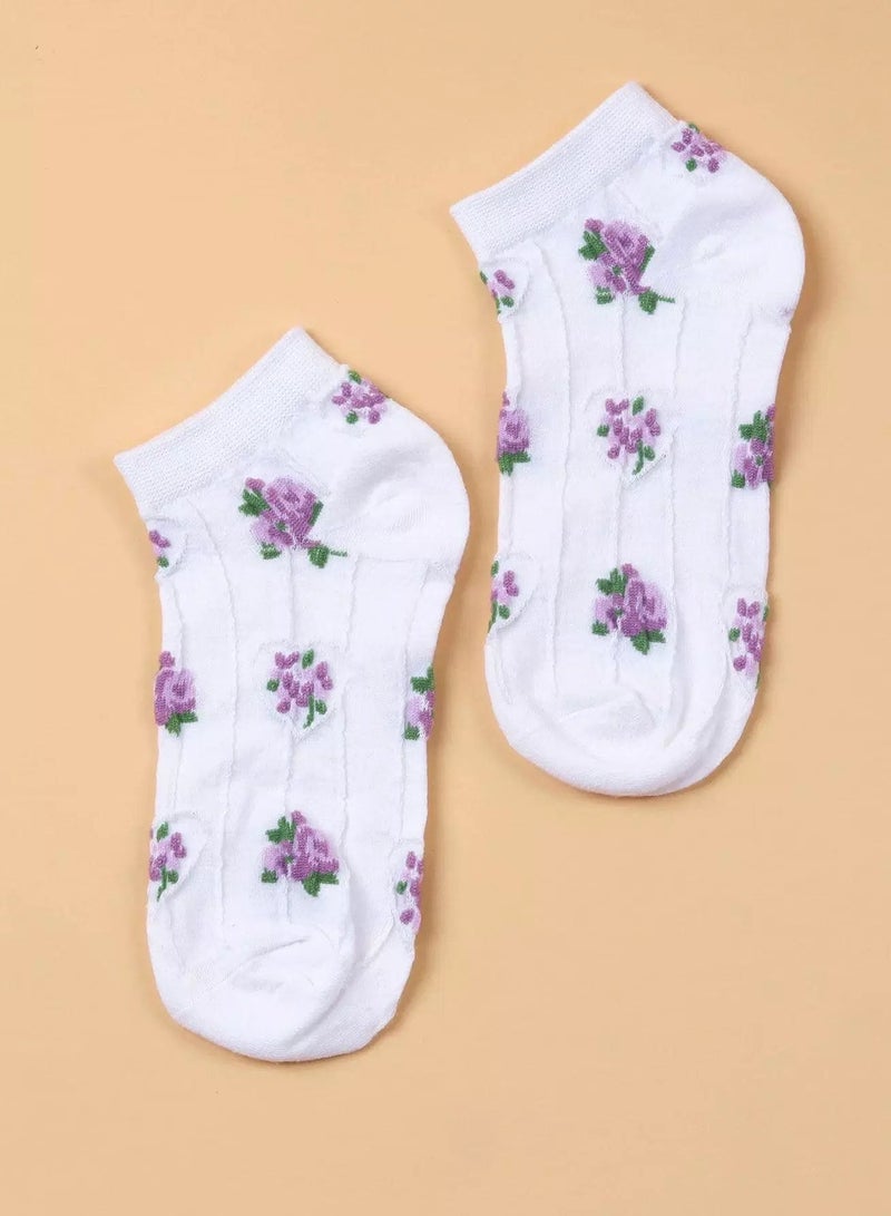 Flower Pattern Ankle Socks