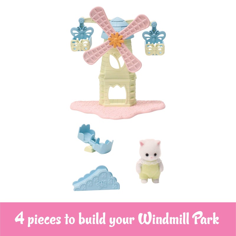Calico Critters Calico Critters Baby Windmill Park, Dollhouse Playset with Persian Cat Figure Included includes windmill with swing, slide, seesaw and figure Medium  - Image 2