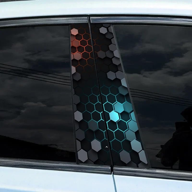 JSCARLIFE Skull Car B-Pillar Sticker, HD Printed PVC Waterproof Car Decals, Car Stickers Vinyl Self-Adhesive Side Strip Decal Cool Stickers (Honeycomb Style 3) - Image 2