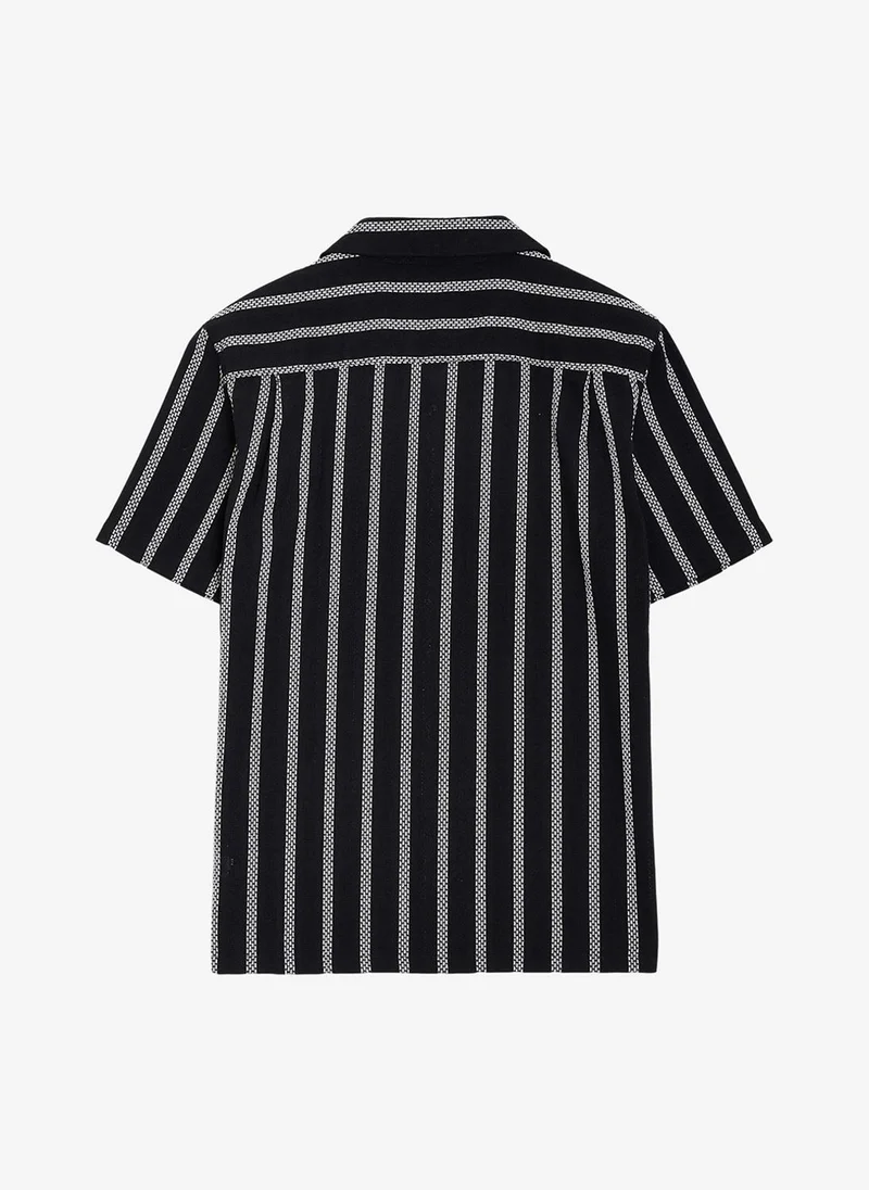 French Connection  Men's Black/White Ss Ant Stripe Combo Holiday Shirt for Men | Best Price UAE