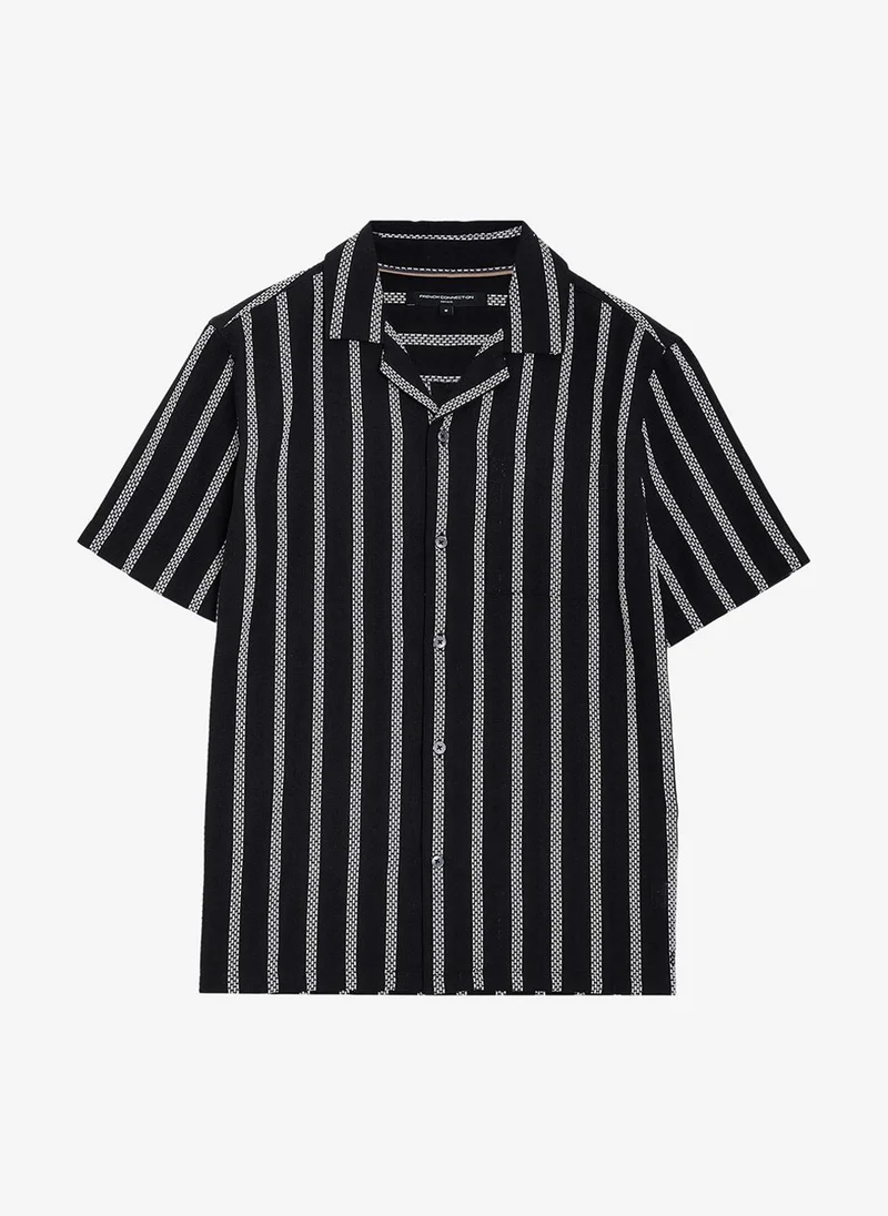 French Connection  Men's Black/White Ss Ant Stripe Combo Holiday Shirt for Men | Best Price UAE