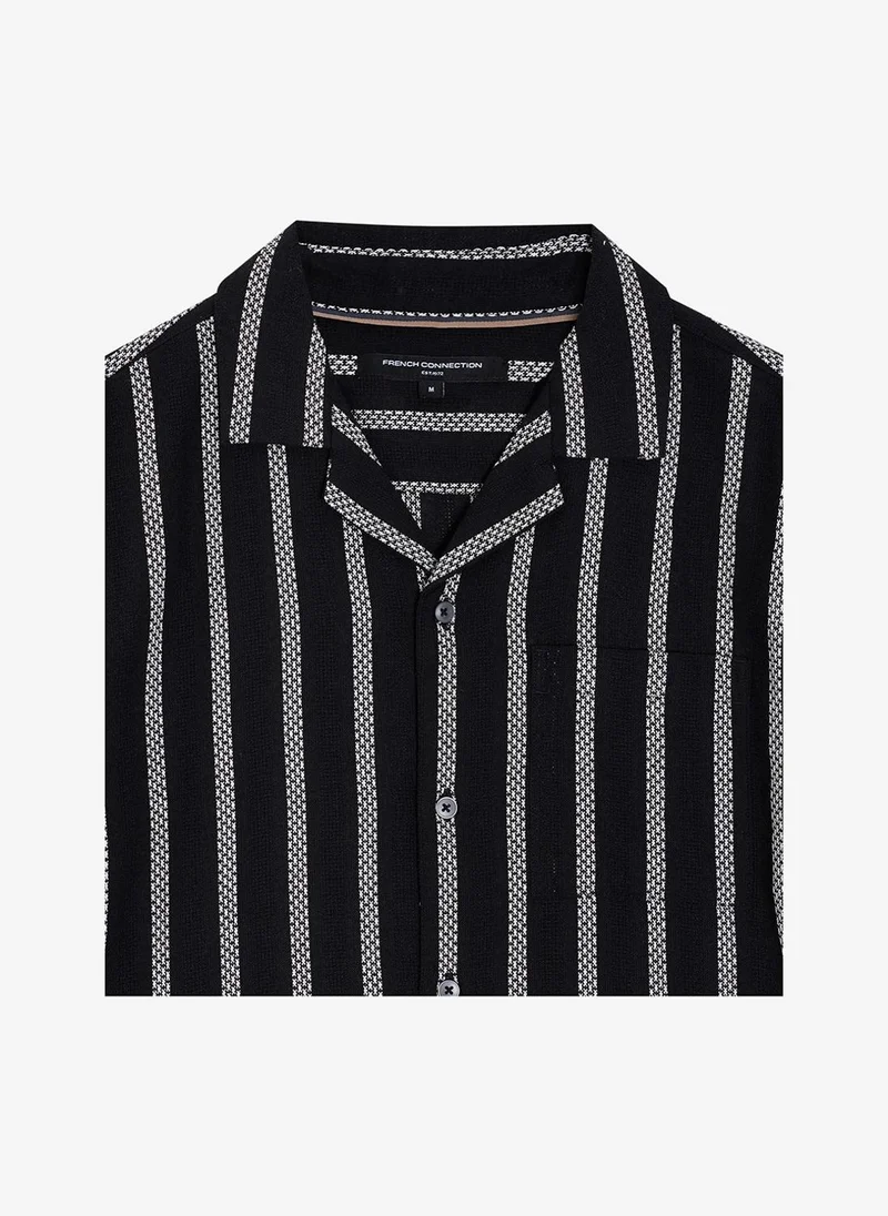 French Connection  Men's Black/White Ss Ant Stripe Combo Holiday Shirt for Men | Best Price UAE