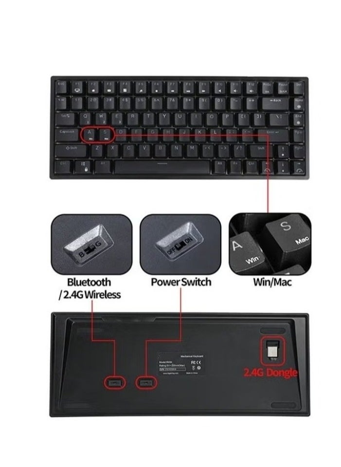 RK لوحة مفاتيح الألعاب الميكانيكية RK84 اللاسلكية بلوتوث/2.4 جيجا هرتز 80% RGB  - Image 2
