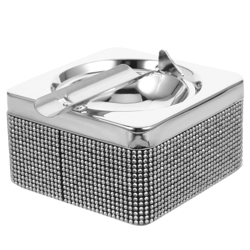 صينية سيارات كريستال مربعة بيضاء مع ألماس، إكسسوار محمول داخلي خارجي كلاسيكي قديم. - Image 2