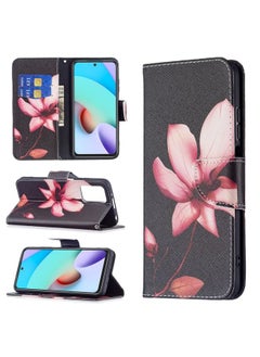 Case Cover For Xiaomi Redmi 10 Colored Drawing Pattern Horizontal Flip Leather Case with Holder & Card Slots & Wallet Lotus