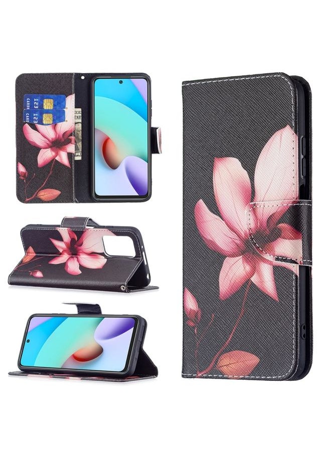 HuHa - Case Cover For Xiaomi Redmi 10 Colored Drawing Pattern Horizontal Flip Leather Case with Holder & Card Slots & Wallet Lotus - Image 1