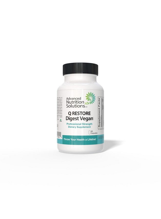 Advanced Nutrition Solutions Q Restore Digest Vegan- Vegan & vegetarian Digestive enzymes. Builds gut immunity & supports gallbladder. CereCalase, Bromelain, Cellulase & Papain For Men & Women 90 caps - Image 1