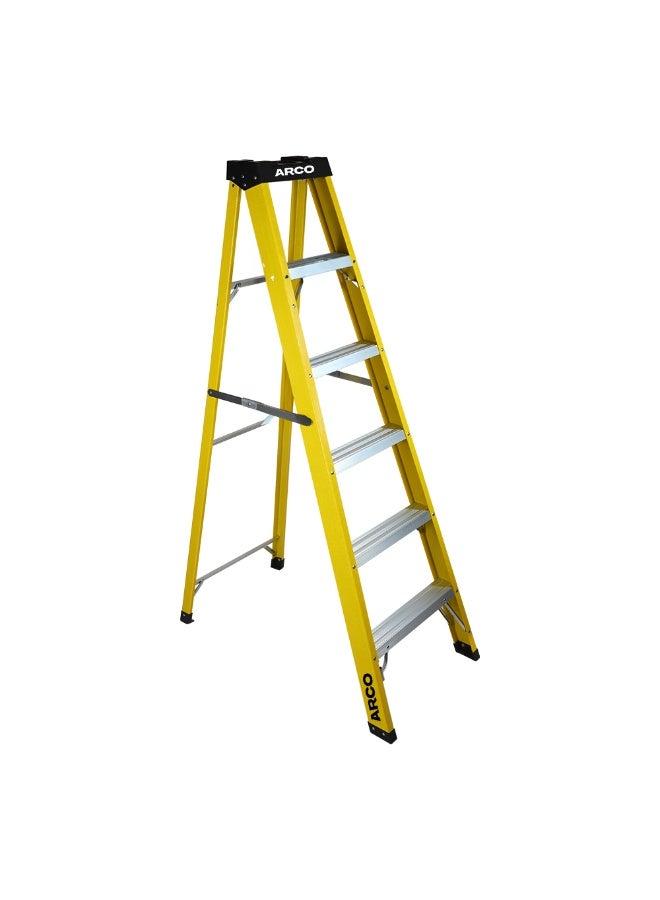 ARCO Step Ladder 5 Steps Fiber Ladder Anti Slip Steps Non-Slip Rubber Edge Guards 150 KG Loading Capacity EN131 Approved