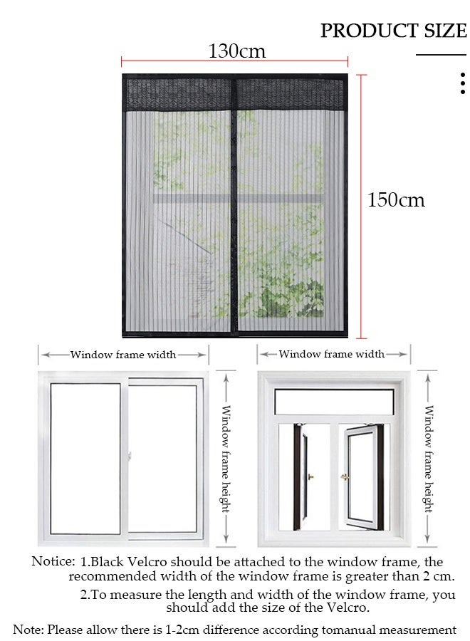 DUNISO شبكة ناموسية للنافذة، شبكة نافذة قابلة للإزالة مضادة للبعوض، شبكة ذباب متينة للحيوانات الأليفة/الشاشة/شاشة الشرفة/نافذة الطابق السفلي - Image 3