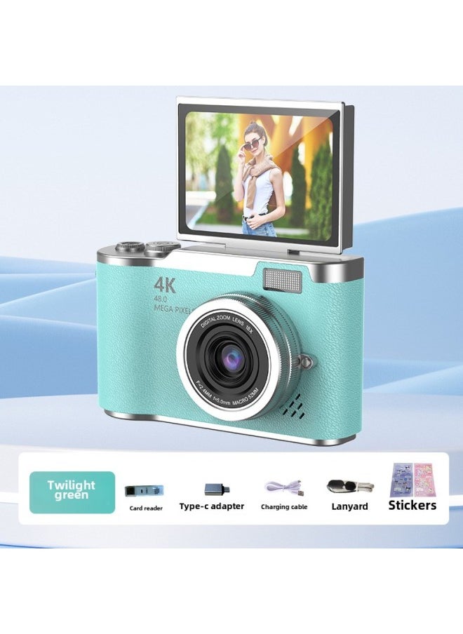 Photography HD Digital Camera Electronic Flash Home Anti-shake 4K Shooting Micro SLR Camera-Color:Lk07-green + Card Reader + Free Sticker + Adapter  - Image 1