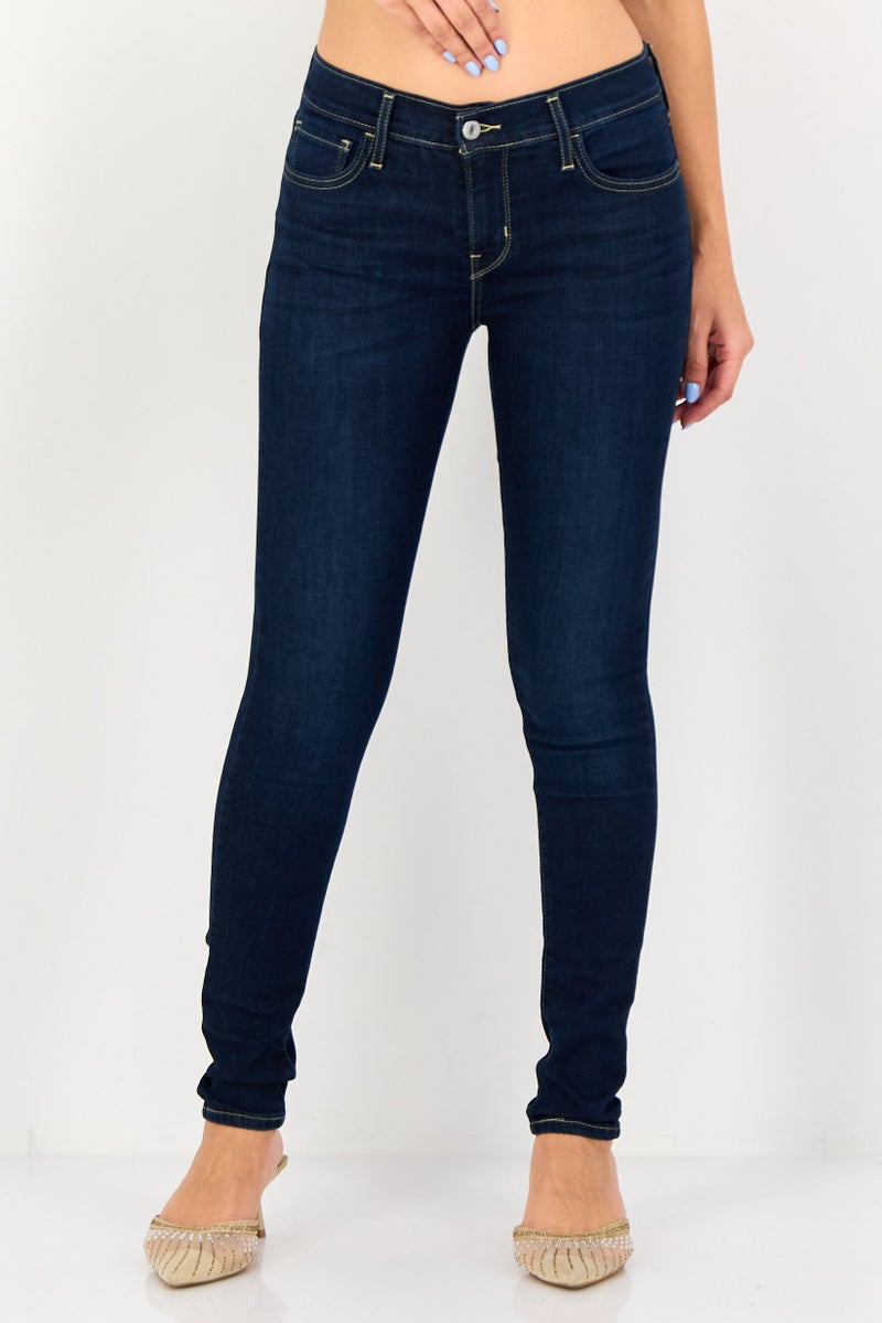 Levi's Women Skinny Fit Washed Stretchable Jeans, Navy - Image 1