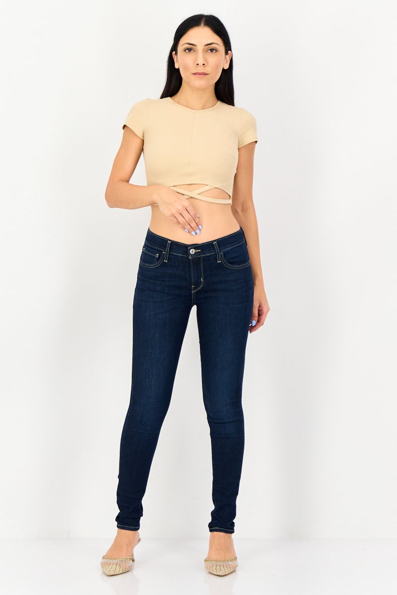Levi's Women Skinny Fit Washed Stretchable Jeans, Navy - Image 4