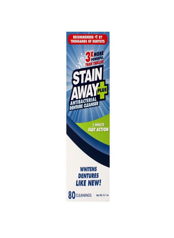 Stain-Away Stain Away Plus, Denture Cleanser, 80 Cleanings, 8.1 oz, 5-Minute Fast Action, 3X More Powerful (Pack of 6 - Image 2