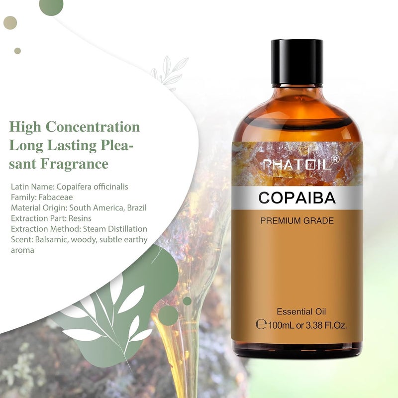 PHATOIL Copaiba Essential Oil 100ML, Pure Premium Grade Copaiba Essential Oils for Diffuser, Humidifier, Aromatherapy, Candle Making - Image 2