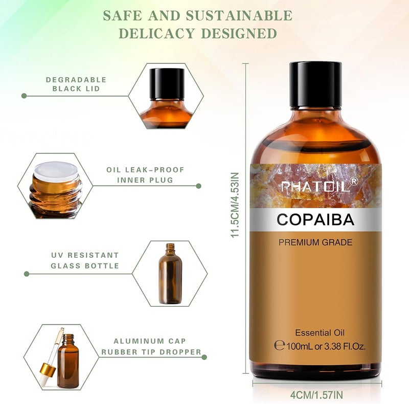 PHATOIL Copaiba Essential Oil 100ML, Pure Premium Grade Copaiba Essential Oils for Diffuser, Humidifier, Aromatherapy, Candle Making - Image 5