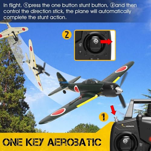 VOLANTEXRC RC Plane for Beginners 4CH WWII RC Airplane A6M Zero with Aileron 24Ghz Remote Control Plane with Xpilot Self Righting One Key Aerobatic Gifts for Adults 76115 RTF - Image 5