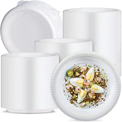 YANGRUI Reusable Plastic Plates  9 Inch 150 Pack Food Grade Material BPA Free White Dinner Plates - Image 1