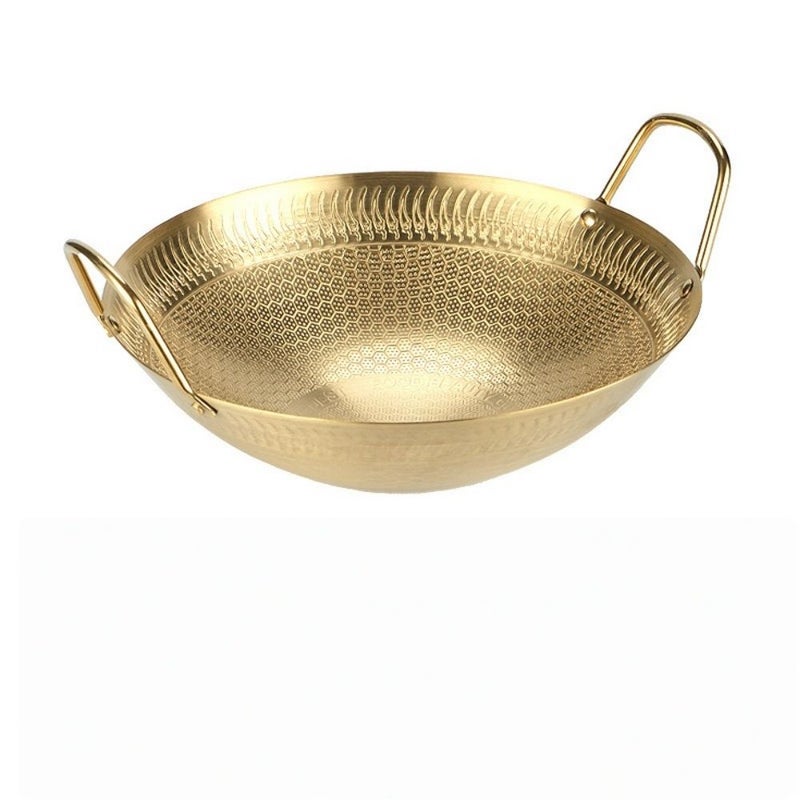 Universal Stainless Steel Honeycomb Frying Pan 10.24 Inch Silver Nonstick Cooking Pot With Golden Handle For Stir Fry Vegetables Everyday Cooking - Image 5