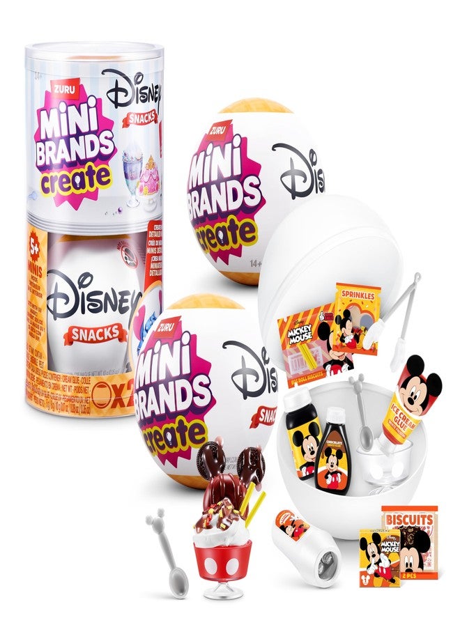 Mini Brands Create Disney Snacks Series 1 Capsule by ZURU, Licensed Mini Collectibles, Mystery Blind Packaging, DIY, Crafts, Resin Play, Novelty, Replica Food, NOT Edible, 8+ (2 Capsules) - Image 1