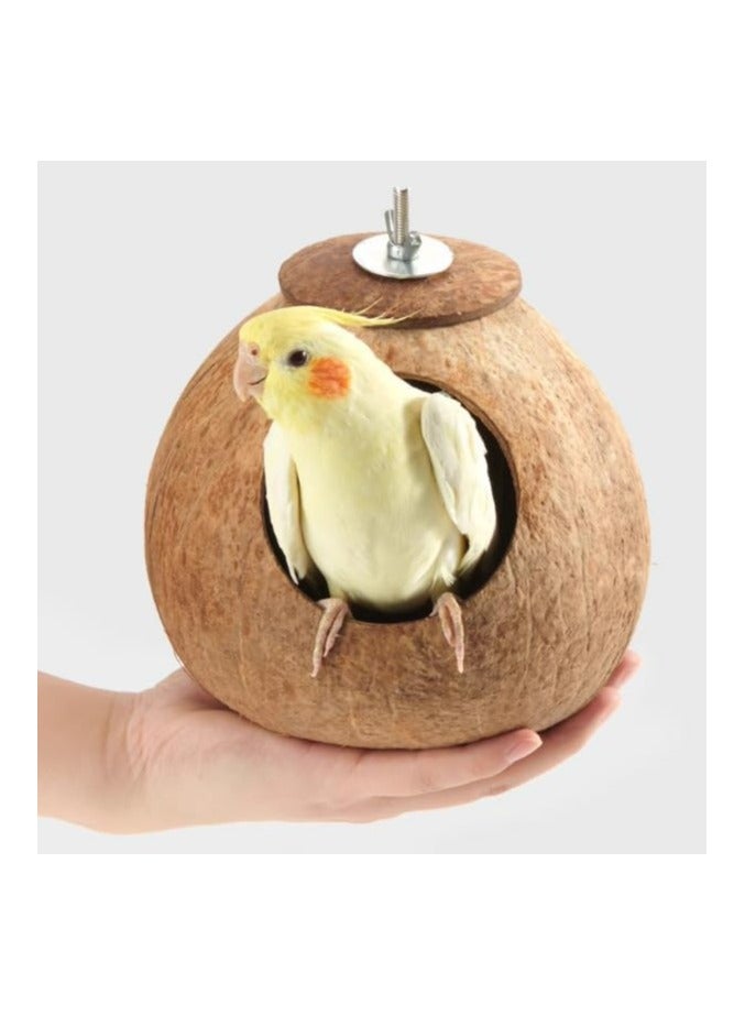 Hanging Bird House, Pet Bird Supplies, Natural Coconut Fiber Shell Bird Nest Breeding, Hide Bird Swing Toys for Hamster Bird Cage Accessories - Image 3