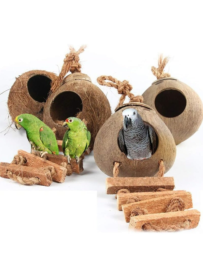 Hanging Bird House, Pet Bird Supplies, Natural Coconut Fiber Shell Bird Nest Breeding, Hide Bird Swing Toys for Hamster Bird Cage Accessories - Image 5