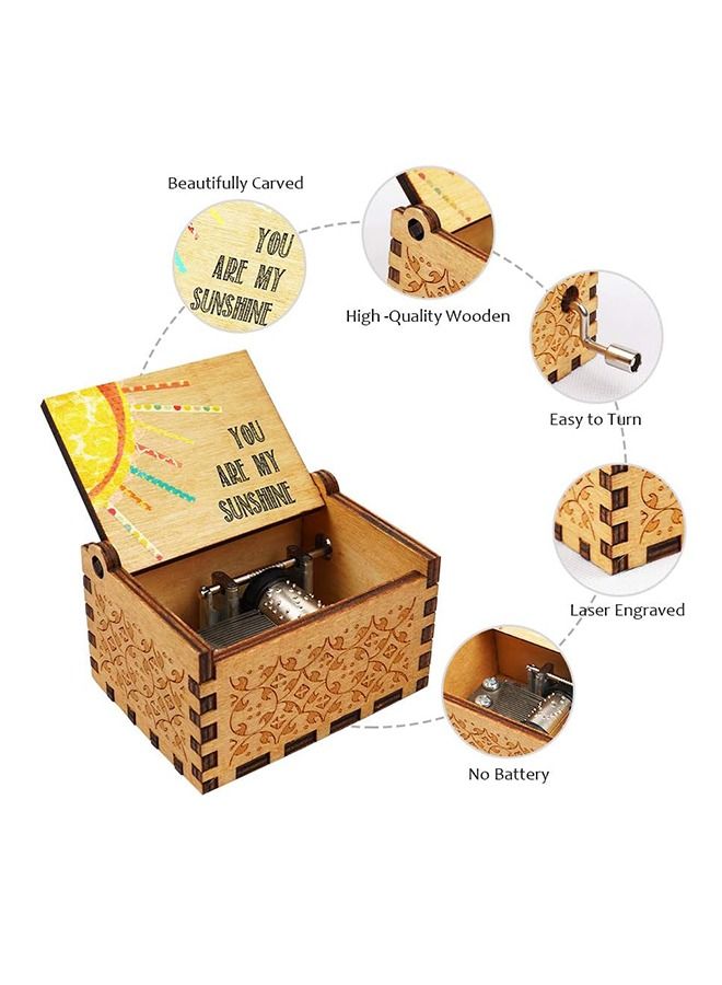 Hand Music Box You Are My Sunshine Pattern Wood Music Box Vintage Wooden Hand Crank Music Box  - Image 3