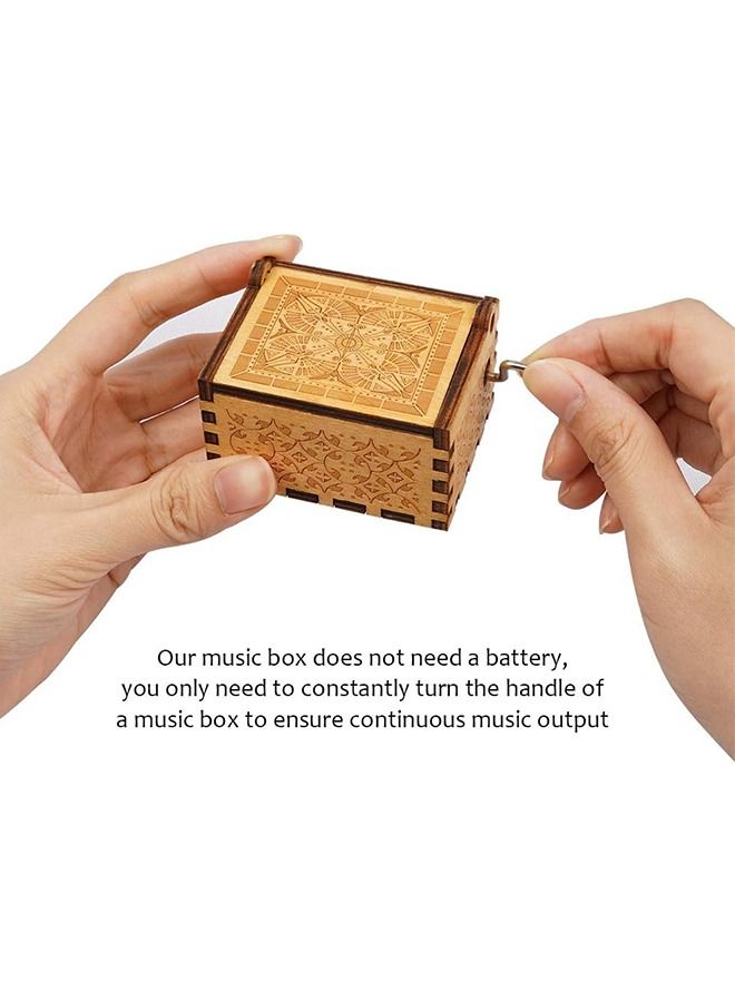 Hand Music Box You Are My Sunshine Pattern Wood Music Box Vintage Wooden Hand Crank Music Box  - Image 4