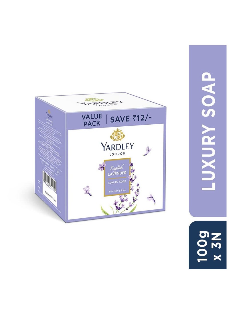Yardley Yardley London English Lavender Luxury Soap Daily Bathing Soap For Women Luxury Soap With Creamy Lather 90% Naturally Derived 100g Each (Pack of 3)  - Image 2