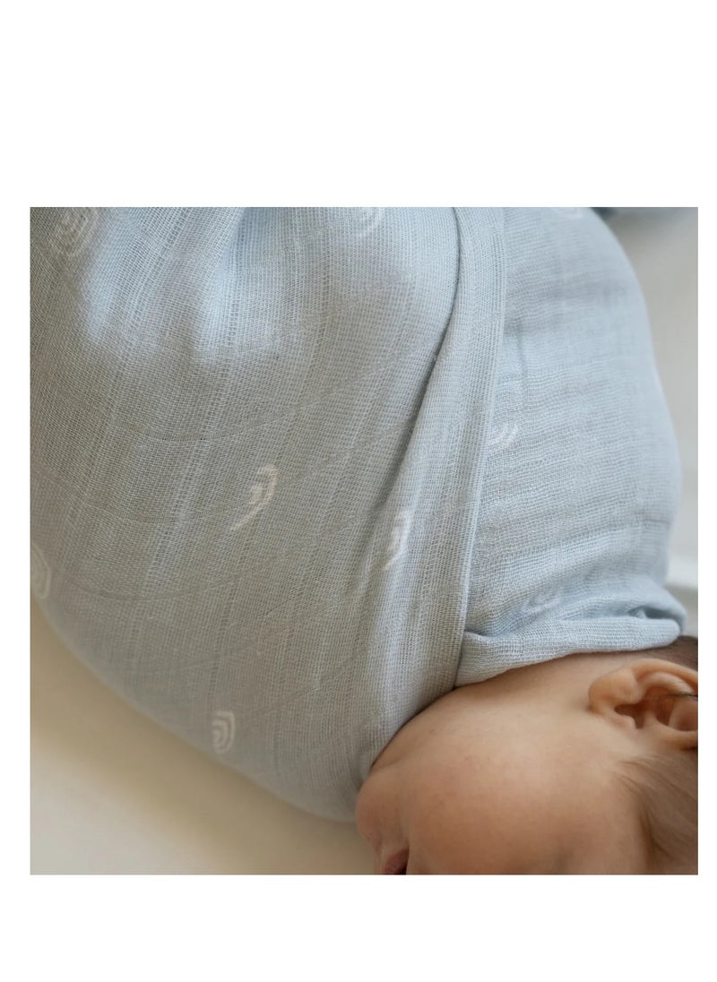 Cotton Muslin Swaddle Single Blue Rainbow
