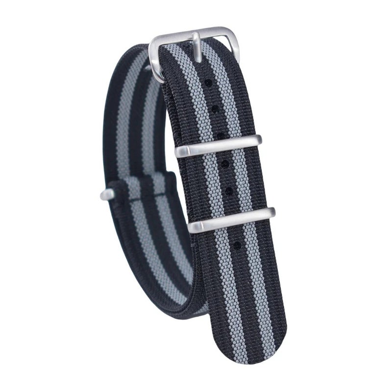 Bluejw Premium Ballistic Dark Gray Ribbed NATO Nylon Watch Strap – Durable Replacement Band for Men, Fits 18mm 19mm 20mm 22mm Watches - Image 1