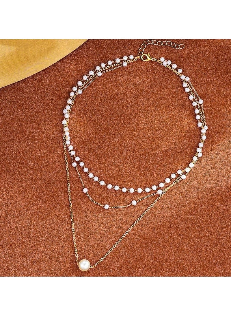 Huitich Triple Layer Pearl Choker Necklace  - Image 3