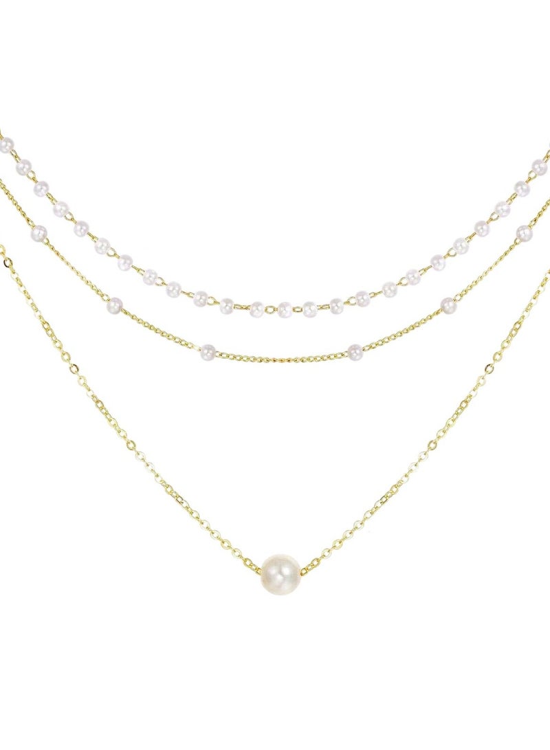 Huitich Triple Layer Pearl Choker Necklace  - Image 1