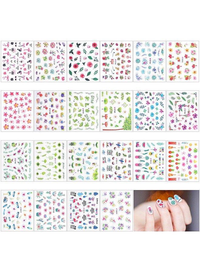 Blulu 2000+ Pieces Nail Art Stickers Adhesive 3D Nail Decals Stickers Leaf Flower Butterfly Nail Stickers With Tweezers For Women Girls Diy Nails Decorations Favors (Summer Themed Series)  - Image 5