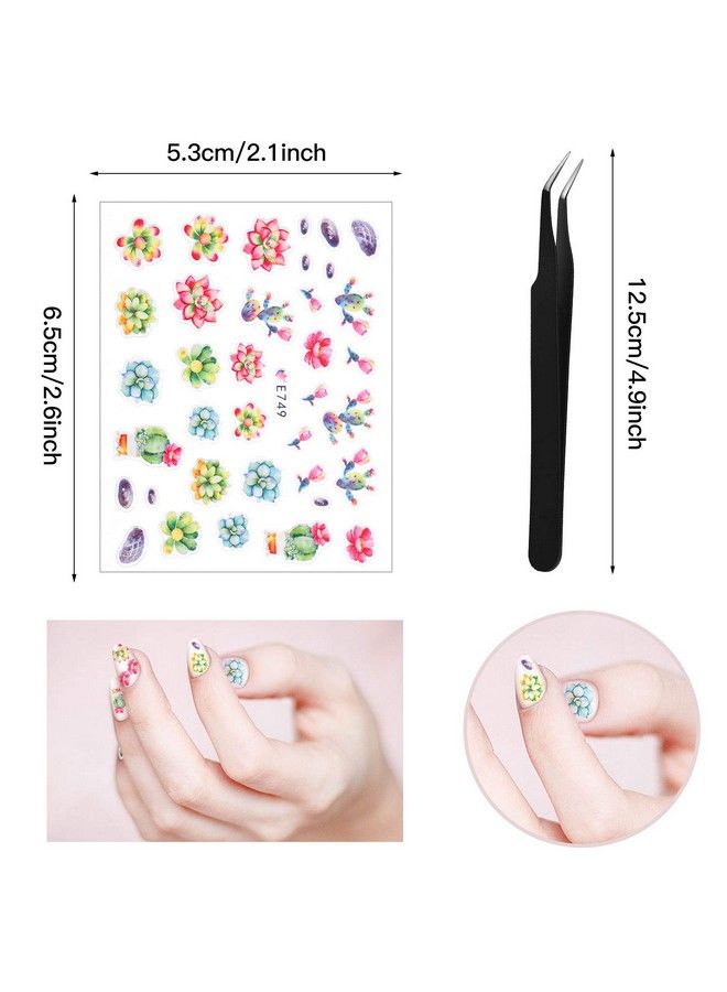 Blulu 2000+ Pieces Nail Art Stickers Adhesive 3D Nail Decals Stickers Leaf Flower Butterfly Nail Stickers With Tweezers For Women Girls Diy Nails Decorations Favors (Summer Themed Series)  - Image 3
