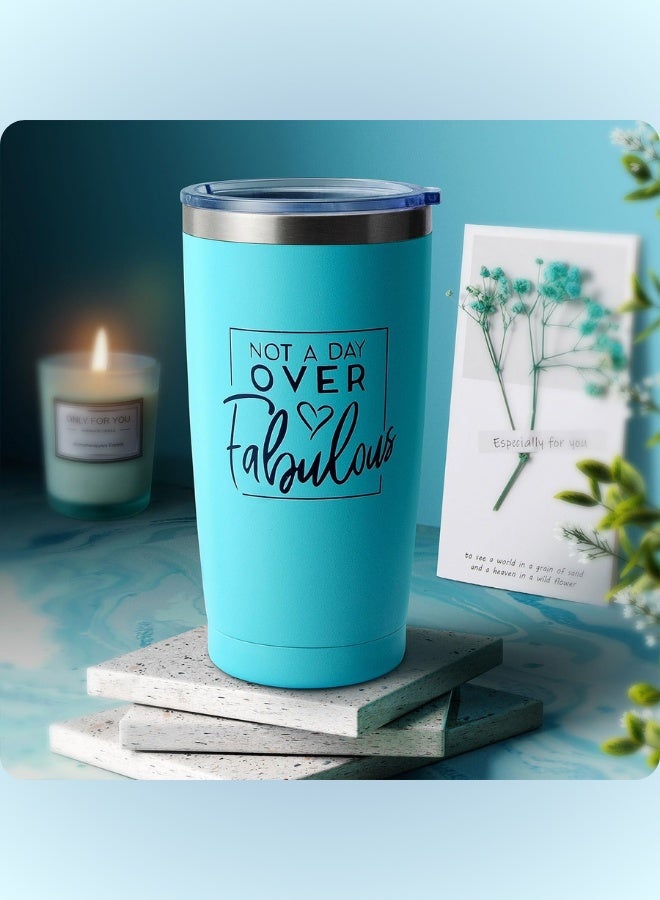 ج ت س آ ل علبة هدايا فاخرة باللون الفيروزي للنساء – طقم عناية ذاتية مكون من 7 قطع برائحة اللافندر مع كوب 20 أونصة، شمعة، قنبلة استحمام، صابون، ملح استحمام وبطاقة تهنئة – هدية أنيقة للاسترخاء للنساء - Image 3