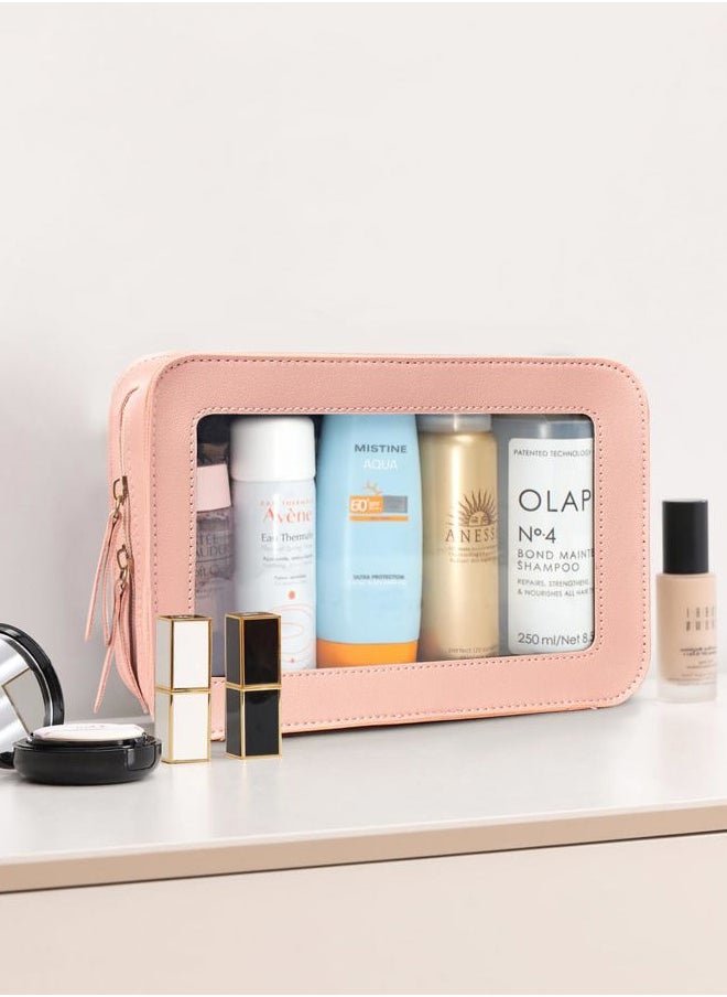 LETGO Clear Toiletry Bag, Portable Travel Makeup Pouch with Zipper, TSA Approved Organizer, PVC Cosmetic for Airport Airline Compliant Pink Car Accessories for Women (Pink)  - Image 4