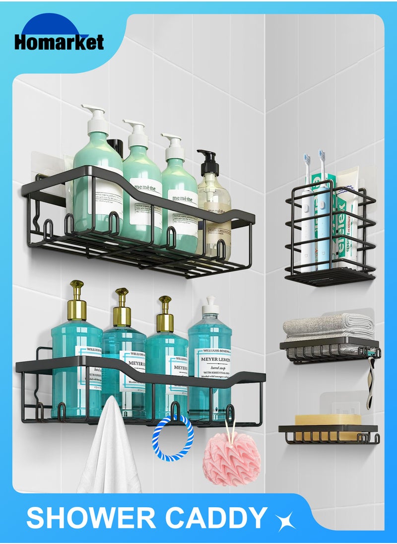 HomarKet - Shower Caddy 5 Pack,Adhesive Shower Organizer for Bathroom Storage,Home Decor and Kitchen,No Drilling,Large Capacity,Rustproof Stainless Steel Bathroom Organizer,Shower Shelves for Inside Shower - Image 1
