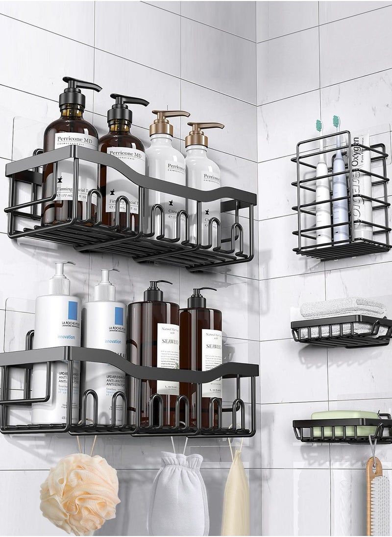HomarKet - Shower Caddy 5 Pack,Adhesive Shower Organizer for Bathroom Storage,Home Decor and Kitchen,No Drilling,Large Capacity,Rustproof Stainless Steel Bathroom Organizer,Shower Shelves for Inside Shower - Image 1