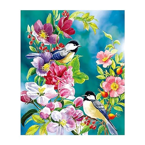 DIAMOND CRAFTZ 5D Diamond Painting Kit, 12x16inch Diamond Painting Kit for Adults & Kids, Very Suitable for Home Leisure and Wall Decoration, Gift for Kids and Adults (Birds with Flowers) - Image 1