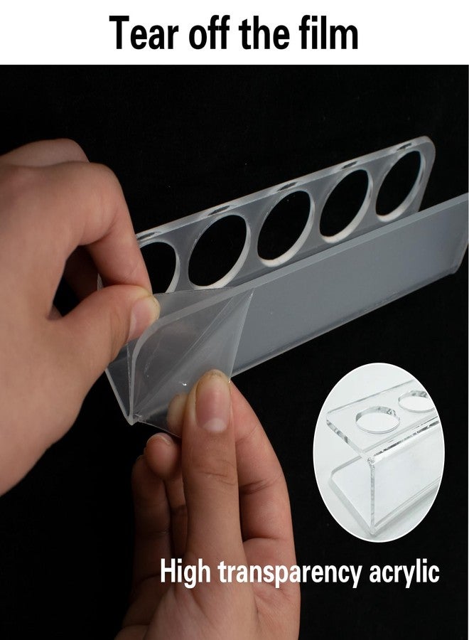 SnowTing 2 Sets Wall Mounted Refrigerator Caddy for Insulin Storage, Clear Acrylic 5 Slots Organizer Case Peptide Vial Holder for Fridge Compatible with U-100 Vials 24 mm (0. 94'') Diameter (Only Holder) - Image 4