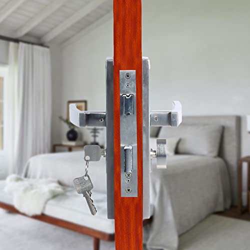 Crust Premium 8 Inch Cylindrical Plate Mortise Door Lock Handle Set/Mortise Lock with Brass Lock Body and 60 mm Brass Cylinder Set with 3 Brass Computer Keys (MIKA) - Image 3
