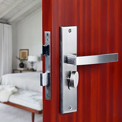 Crust Premium 8 Inch Cylindrical Plate Mortise Door Lock Handle Set/Mortise Lock with Brass Lock Body and 60 mm Brass Cylinder Set with 3 Brass Computer Keys (MIKA) - Image 2