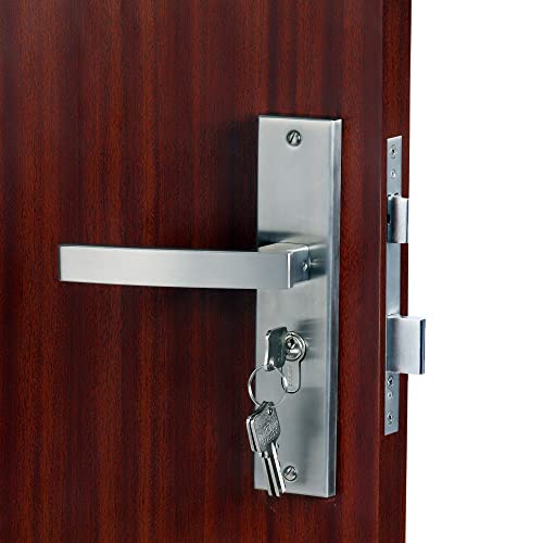 Crust Premium 8 Inch Cylindrical Plate Mortise Door Lock Handle Set/Mortise Lock with Brass Lock Body and 60 mm Brass Cylinder Set with 3 Brass Computer Keys (MIKA) - Image 4