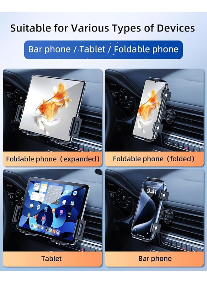 كاست ويف حامل شاحن سيارة لاسلكي، حامل هاتف سريع الشحن [ملفان] قابل للدوران، لهاتف Samsung Galaxy Z Fold 5/4/3/2، حامل هاتف محمول على فتحة التهوية ولوحة القيادة لهاتف Galaxy Z Fold/ملحقات Apple - Image 2