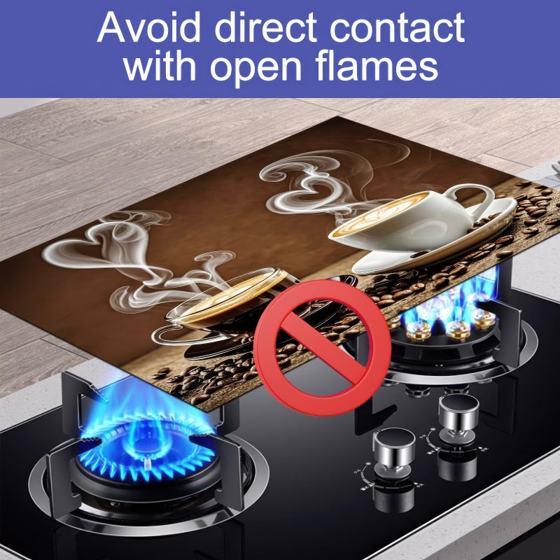 HOMETITUTE Stove Top Covers for Electric 28 x 20 inches Coffee Bar Mats Kitchen Decorations Pad for Coffee Maker Machine Stove Top Cover Utensils Countertops Sinks - Image 4