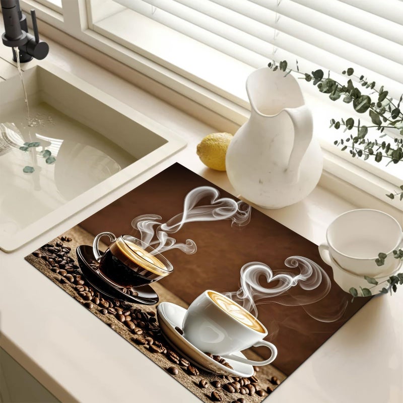 HOMETITUTE Stove Top Covers for Electric 28 x 20 inches Coffee Bar Mats Kitchen Decorations Pad for Coffee Maker Machine Stove Top Cover Utensils Countertops Sinks - Image 3