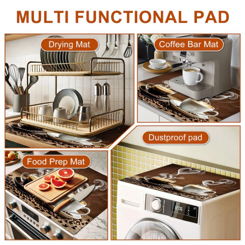 HOMETITUTE Stove Top Covers for Electric 28 x 20 inches Coffee Bar Mats Kitchen Decorations Pad for Coffee Maker Machine Stove Top Cover Utensils Countertops Sinks - Image 2