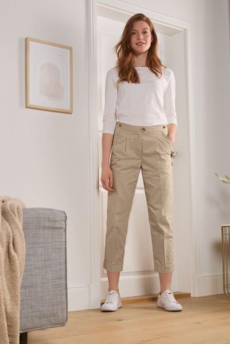 Tchibo Women Pull On Plain Chino Pants, Beige - Image 1